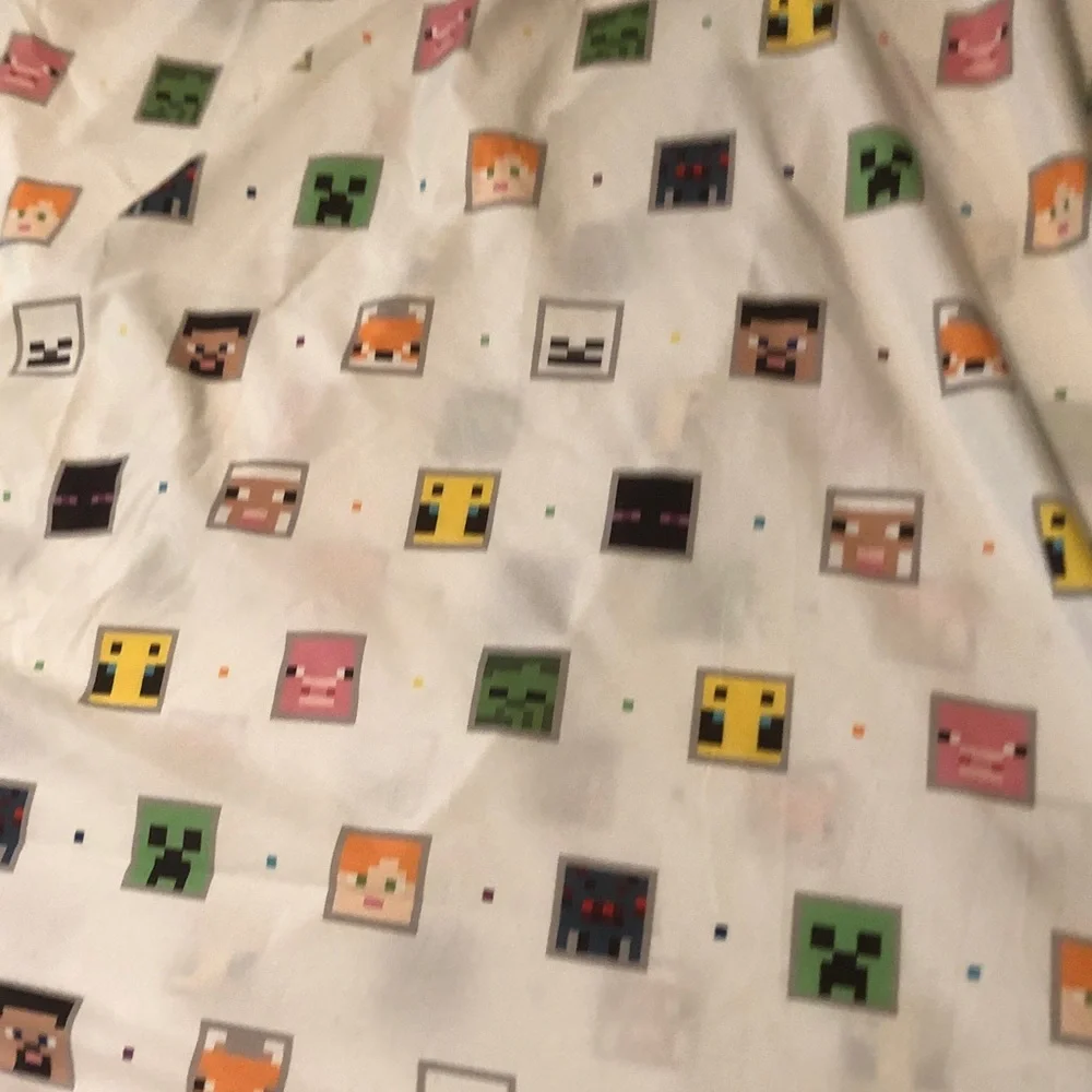 Minecraft Character Print White Bedding Sheet - Unbranded